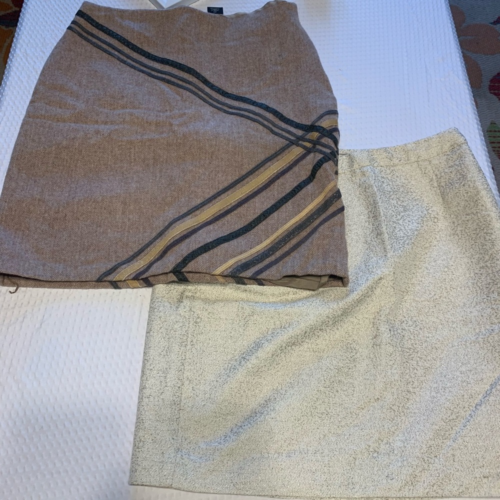 Express Brown and Cream Skirt Set with Stripes